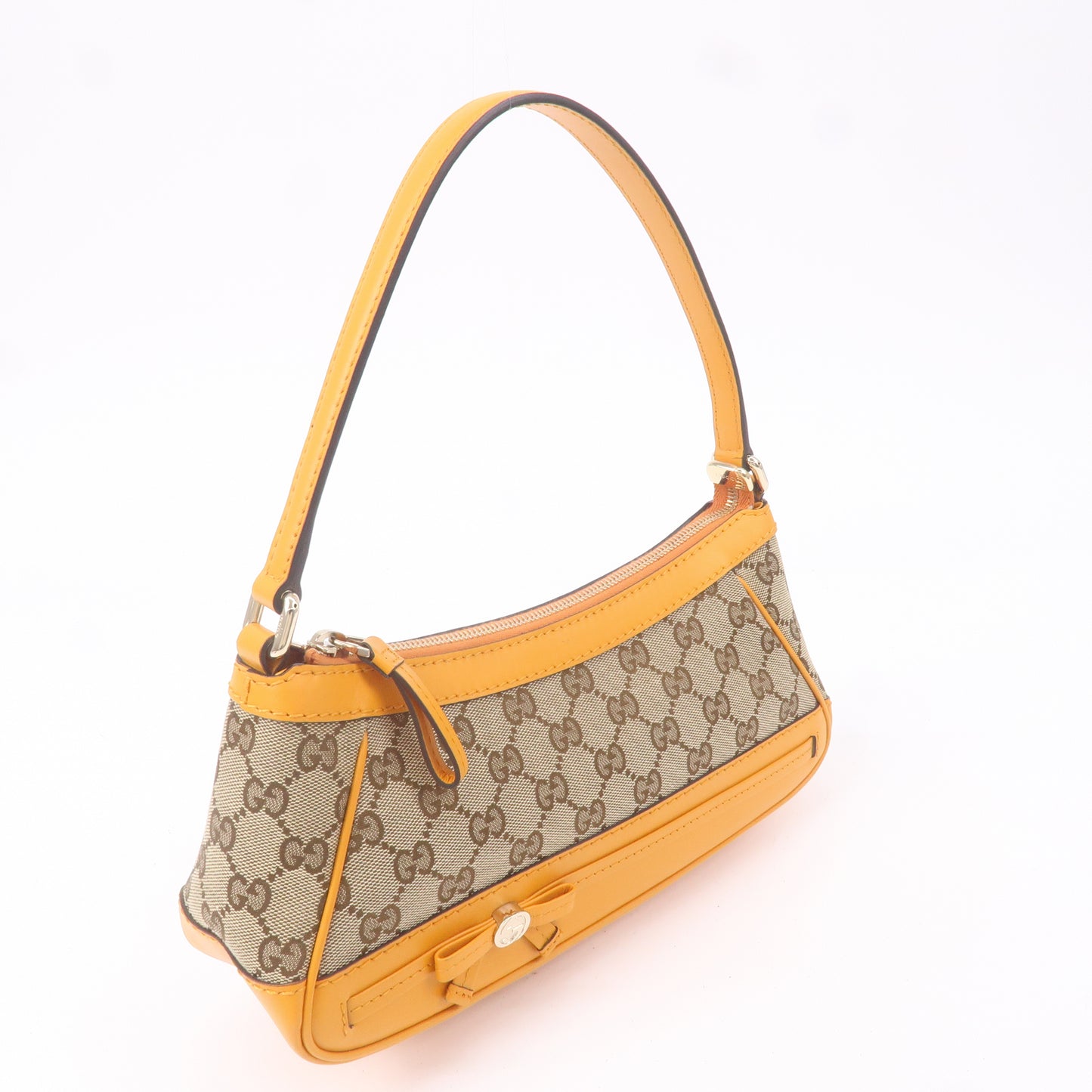 GUCCI Mayfair GG Canvas Leather Shoulder Bag Beige Orange 269893