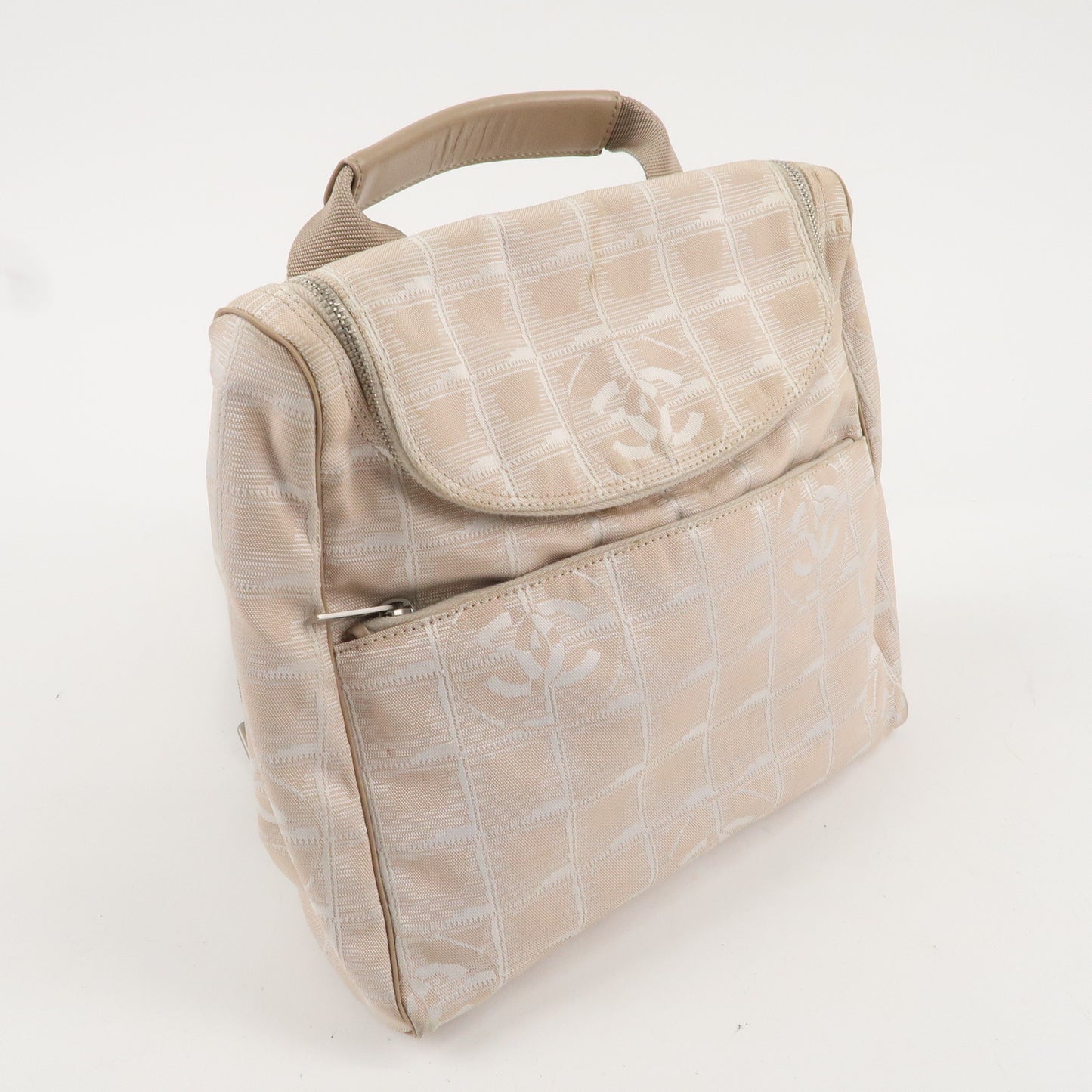 CHANEL New Travel Line Nylon Jacquard 2Way Back Pack Beige A15958
