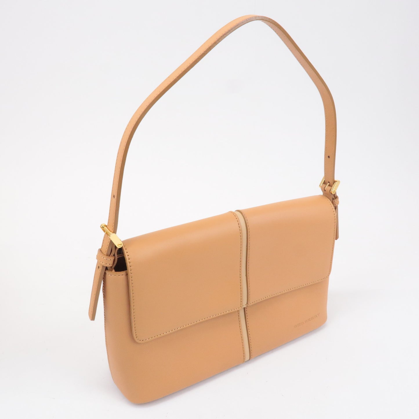 BURBERRY Leather Shoulder Bag Hand Bag Beige