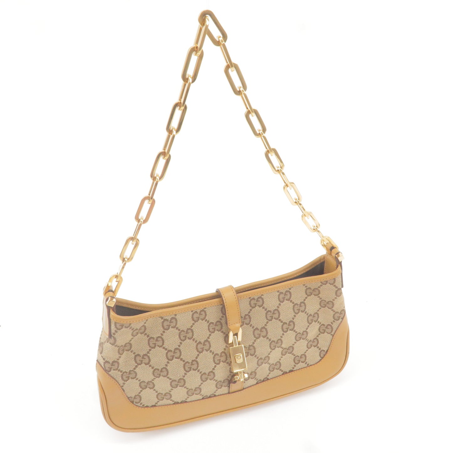 GUCCI Jackie GG Canvas Leather Chain Shoulder Bag 001.4032