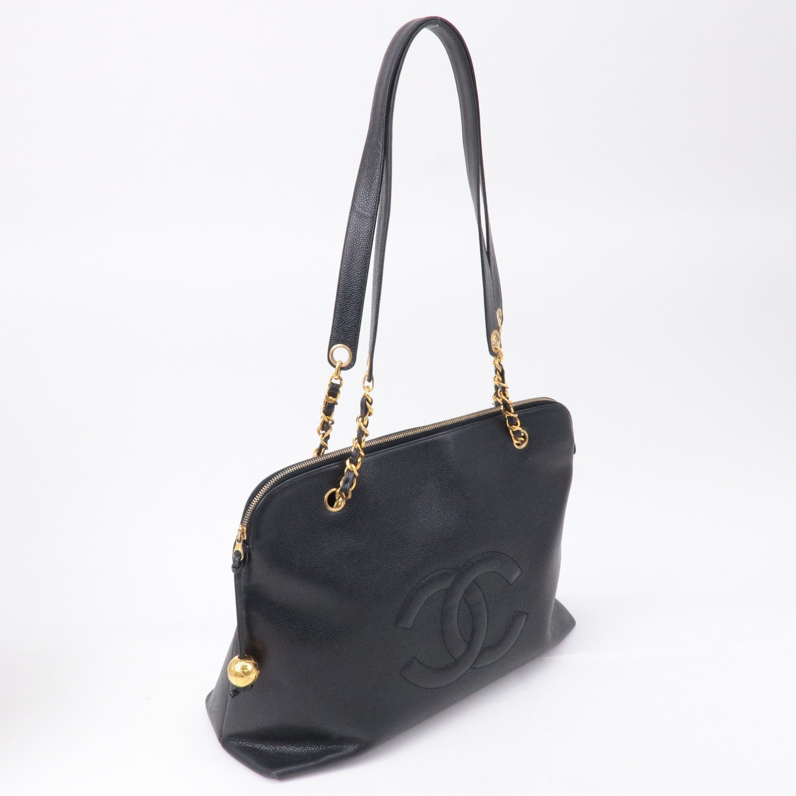 Auth Chanel GST Bag Black Caviar With Gold tone Hardware bag  1K030070n"