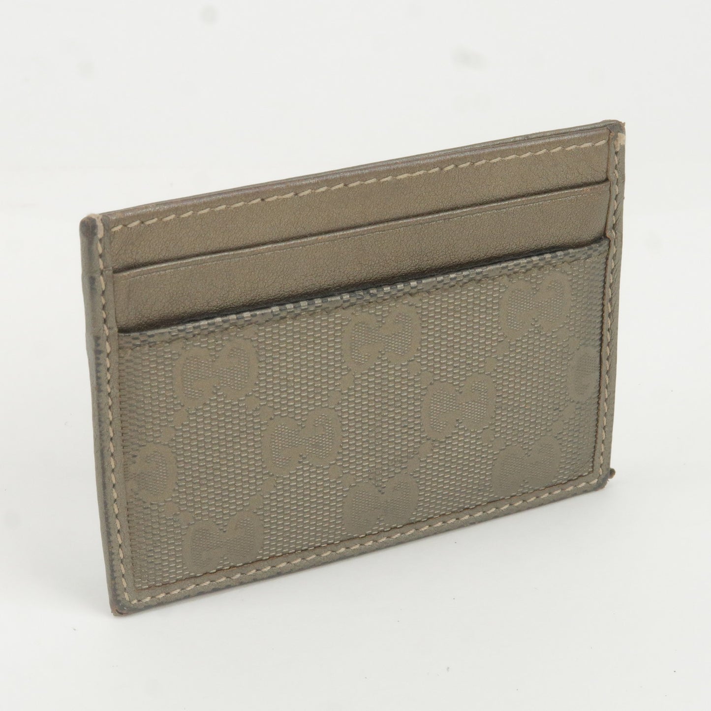 Gucci GG Imprime Leather Card Case Khaki 224125