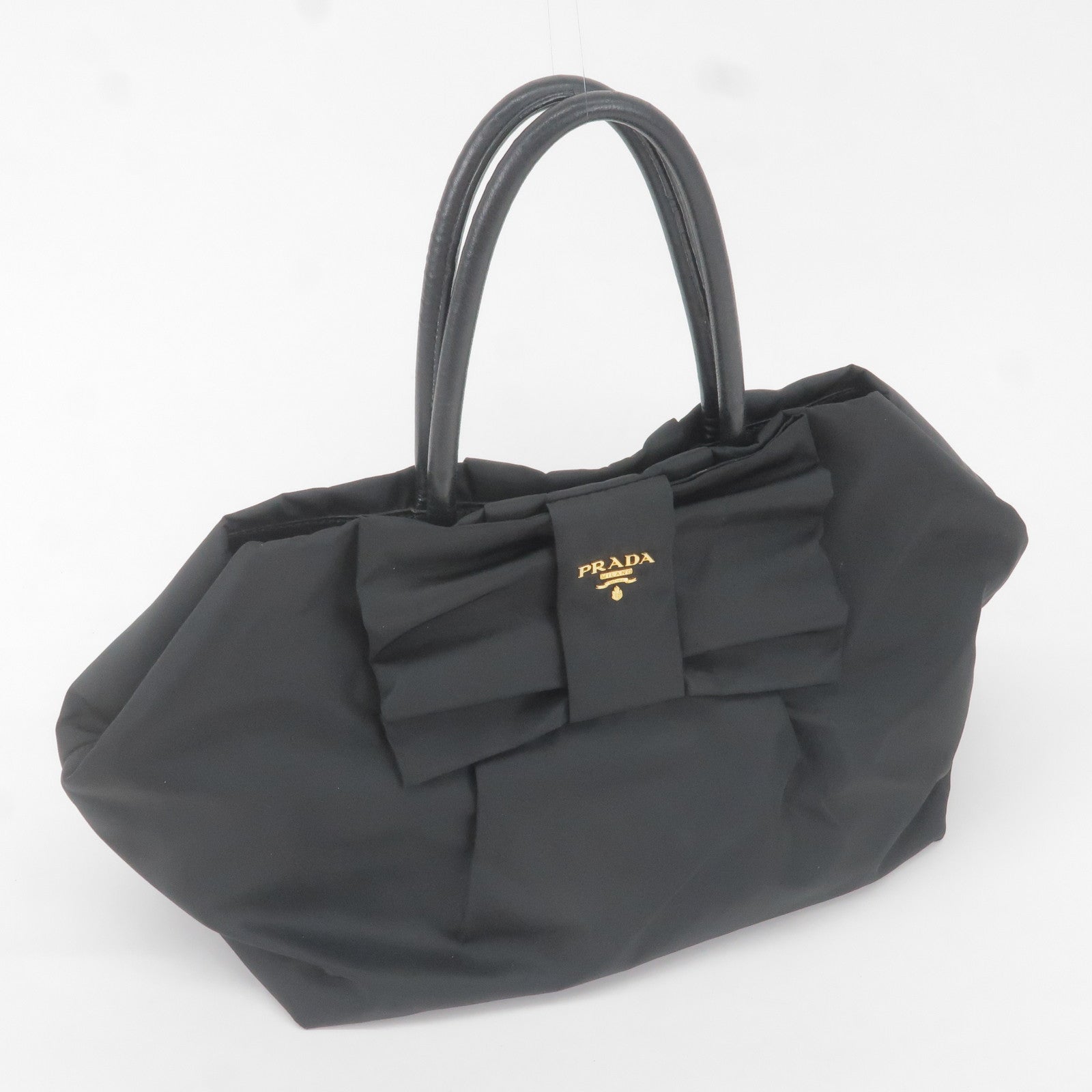 PRADA-Nylon-Leather-Ribbon-Hand-Bag-NERO-Black-BN1601 – dct