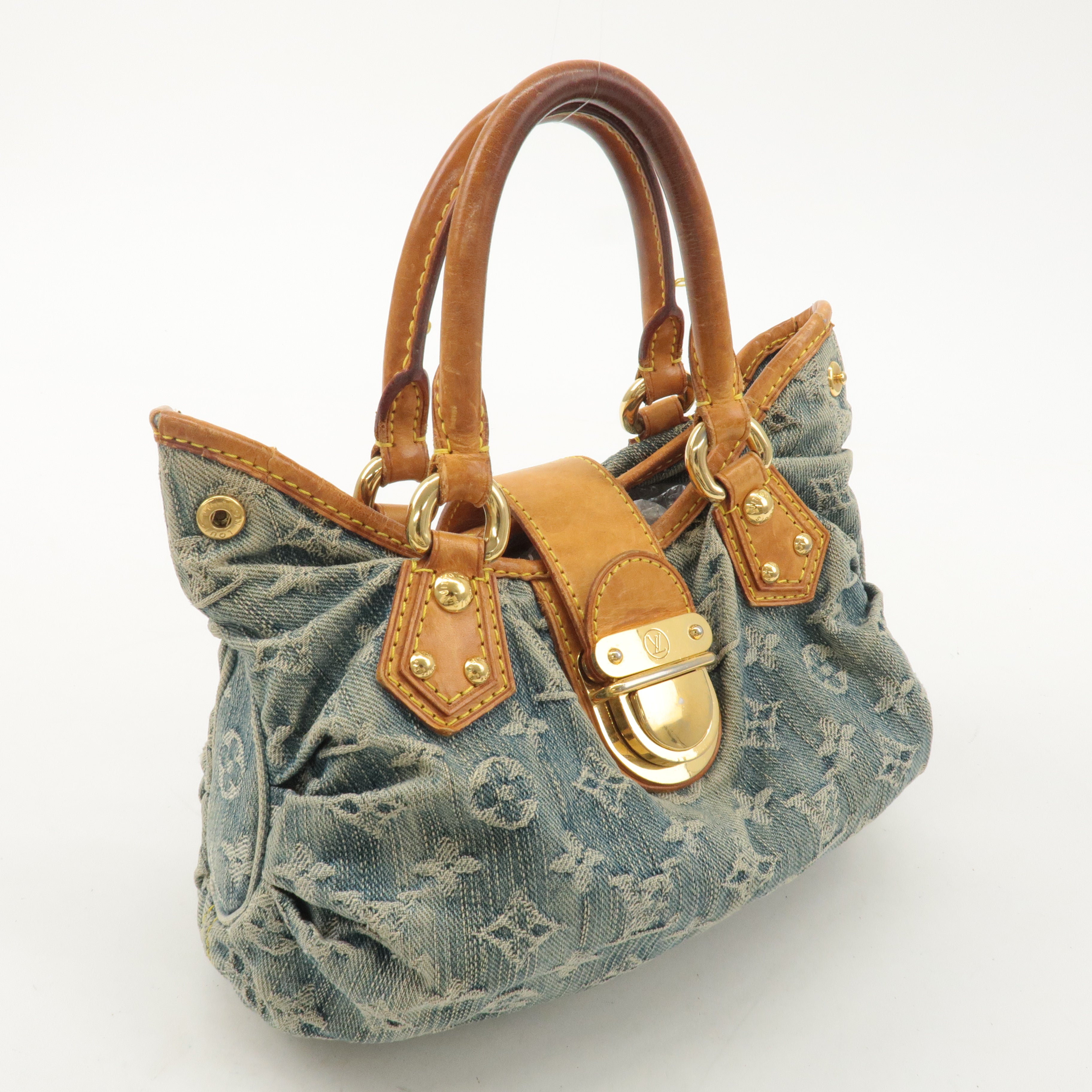 Louis Vuitton Monogram Denim Pleaty Hand Bag Blue M95020