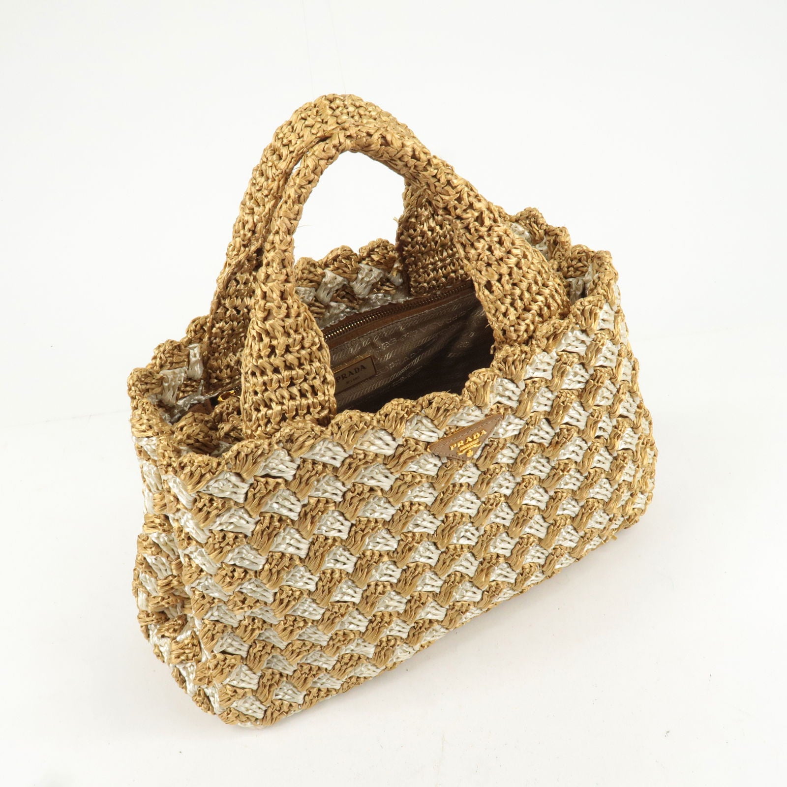 PRADA-Logo-Raffia-Crochet-Tote-Bag-Hand-Bag-Beige-Ivory-BN2303 –  dct-ep_vintage luxury Store