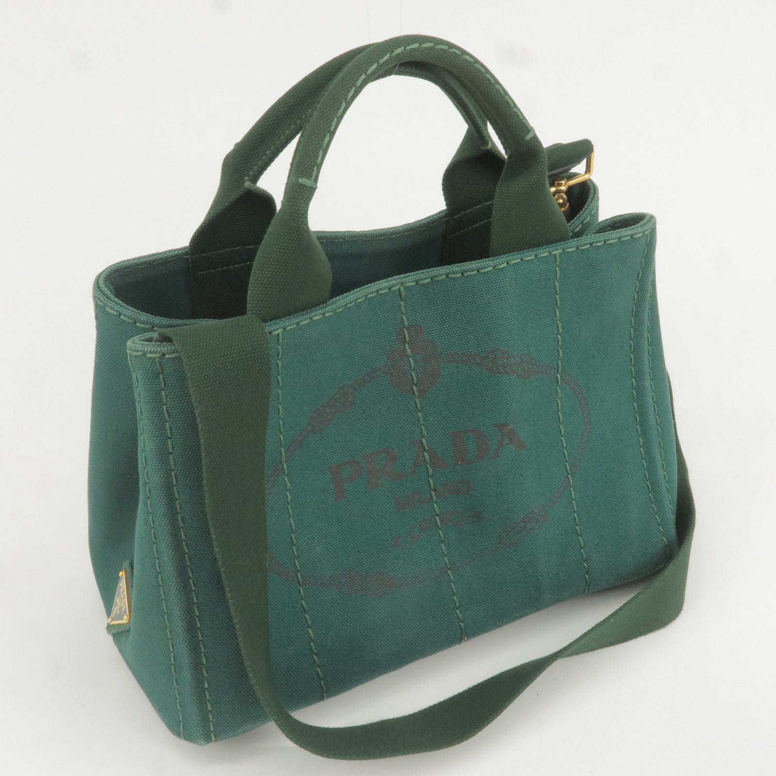 PRADA-Canapa-Mini-Canvas-2Way-Bag-Shoulder-Bag-Green-B2439G – dct