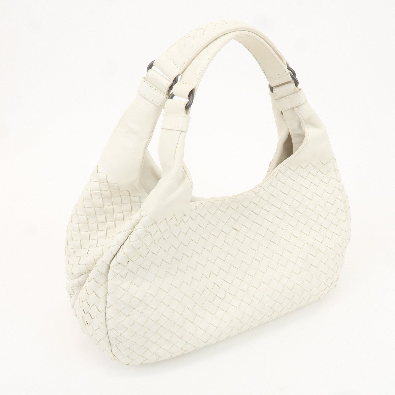 BOTTEGA VENETA Intrecciato Leather Shoulder Bag White 125787