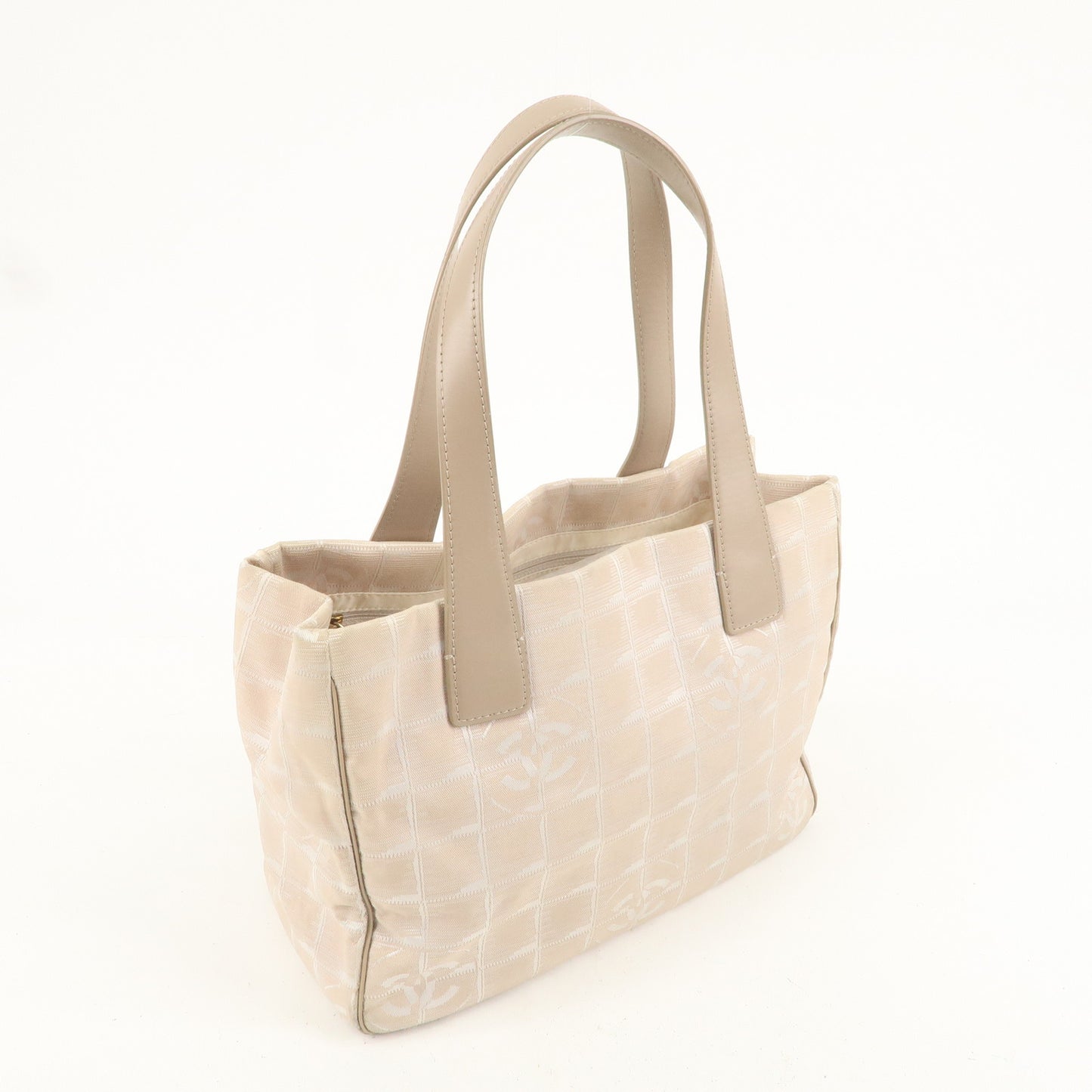 CHANEL New Travel Line PM Nylon Jacquard Tote Bag Beige A20457