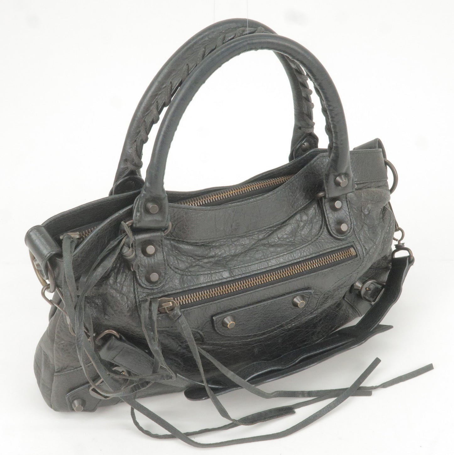 BALENCIAGA The First Leather 2Way Bag Hand Bag Gray 103208