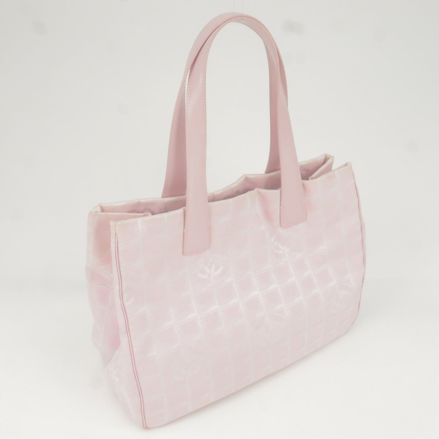 CHANEL Travel Line Nylon Jacquard Leather Tote Bag Pink A15991