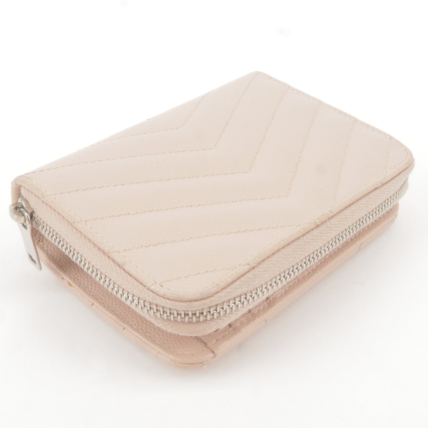 Saint Laurent PARIS YSL Leather Bi-Folded Wallet Beige 403723