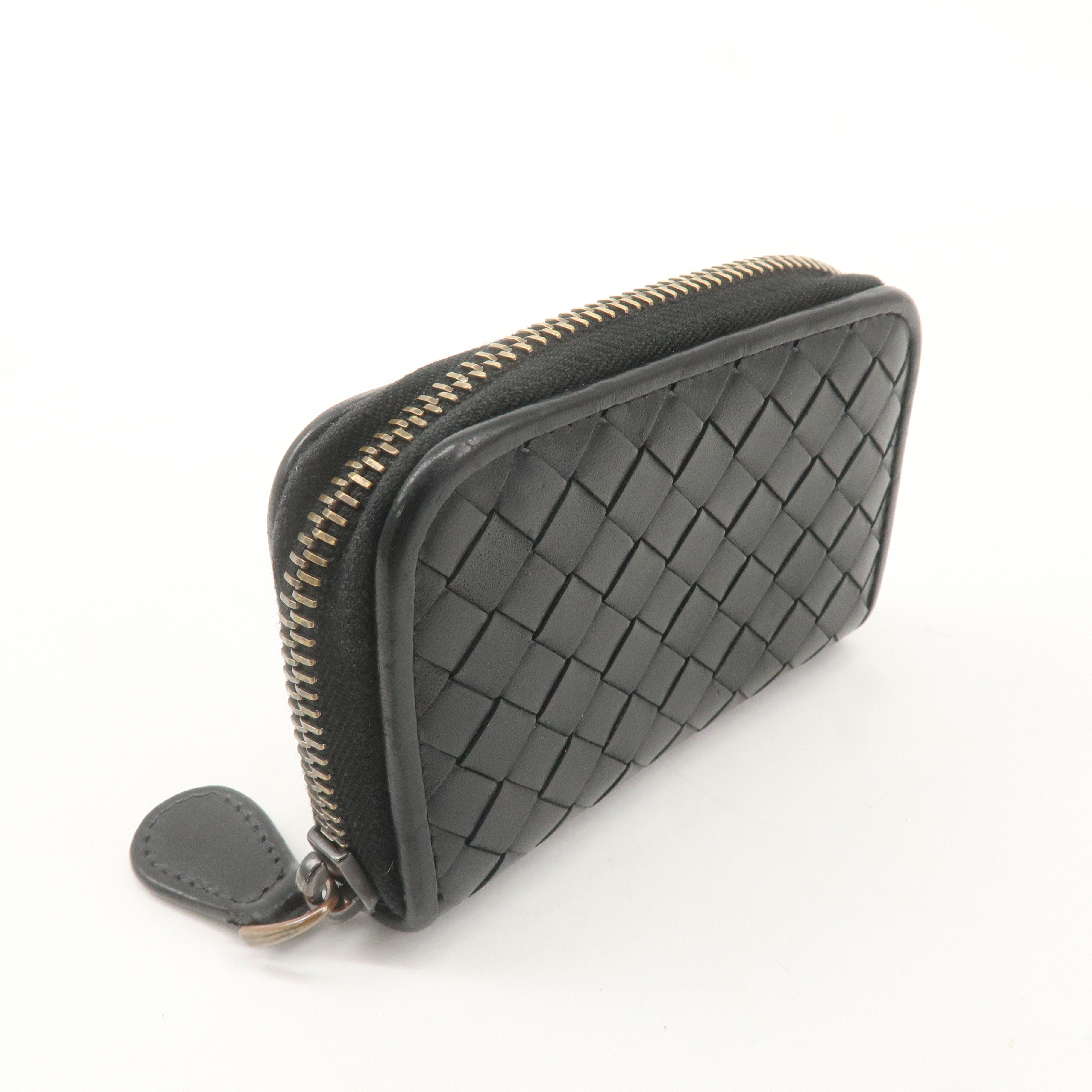 BOTTEGA VENETA Intrecciato Leather Coin Case Coin Purse Black