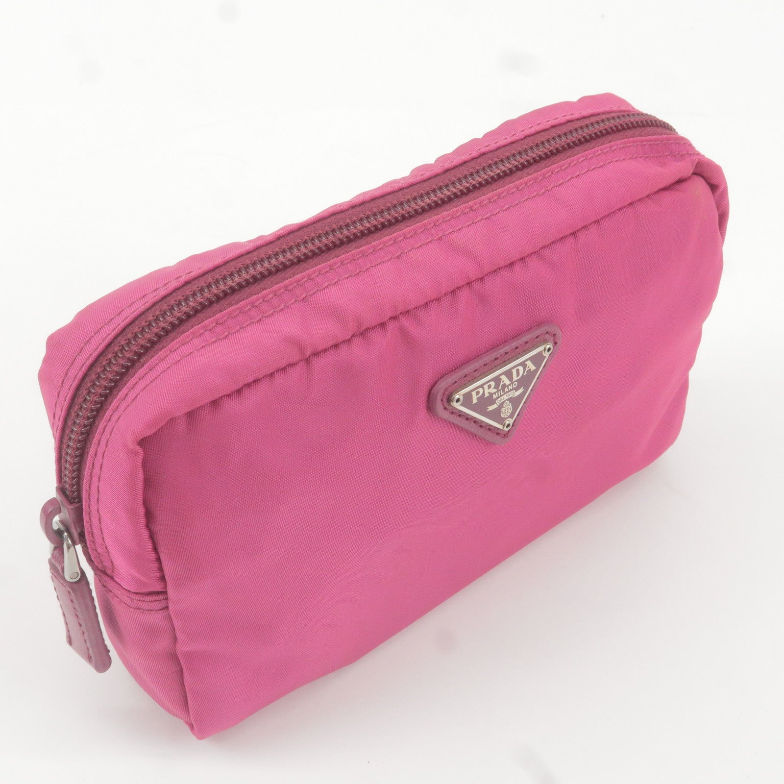 PRADA-Logo-Nylon-Leather-Pouch-Cosmetic-Bag-Pink-1N0021 – dct-ep_vintage  luxury Store