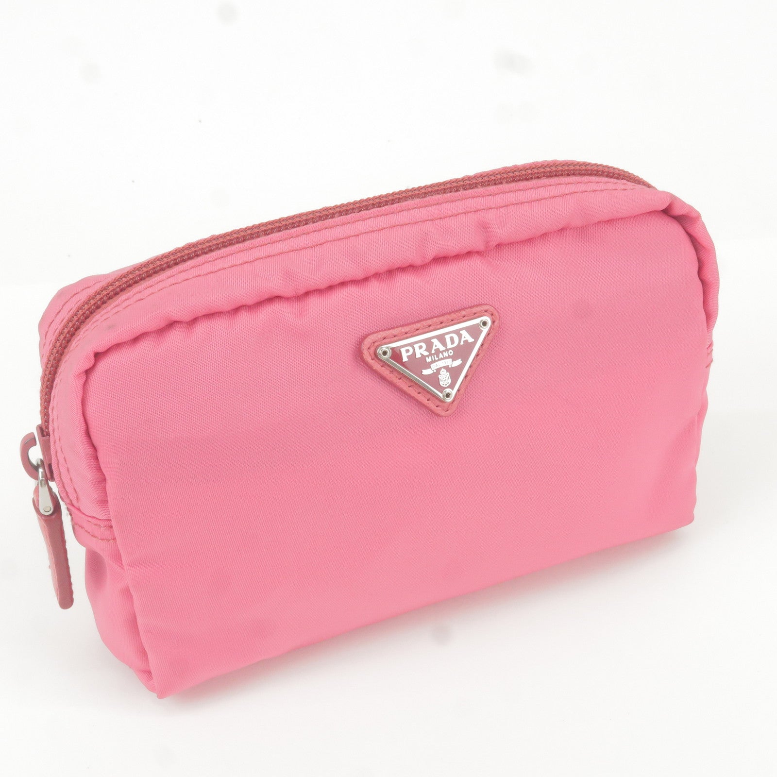 PRADA-Logo-Nylon-Leather-Cosmetic-Pouch-Pink – dct-ep_vintage luxury Store