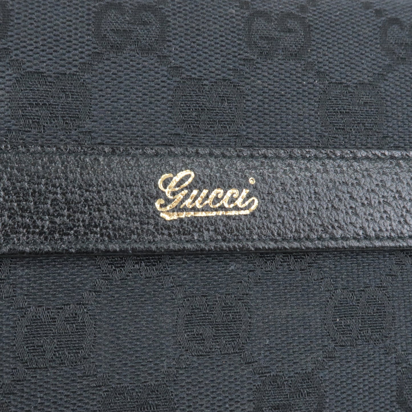 GUCCI GG Canvas Leather Bi Fold Long Wallet Black 131861