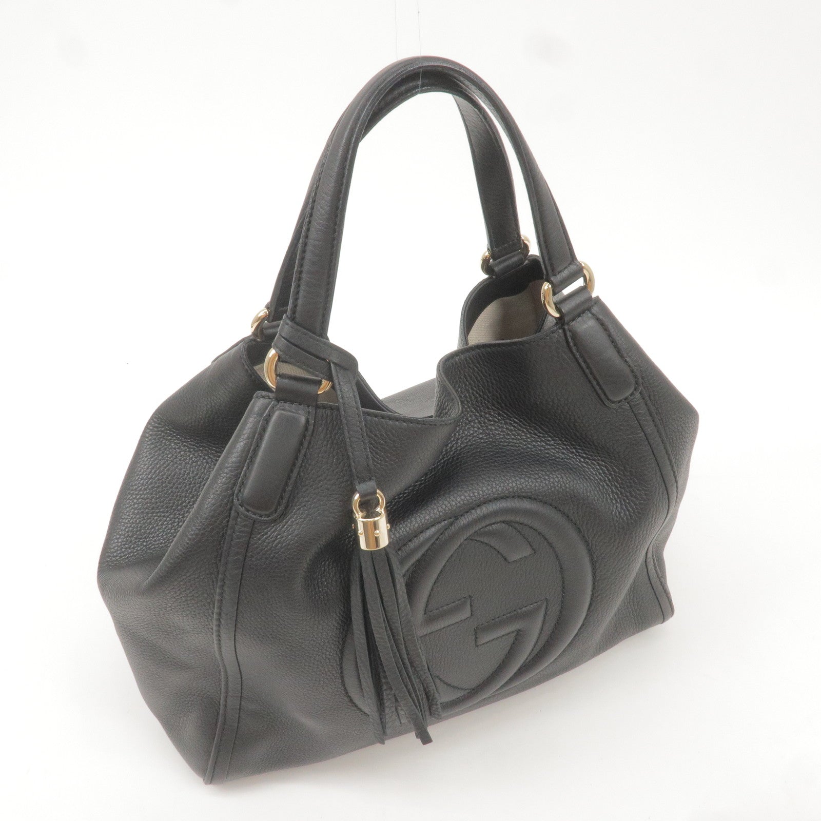 GUCCI SOHO Cellarius Leather Tote Bag Black 282309 dct