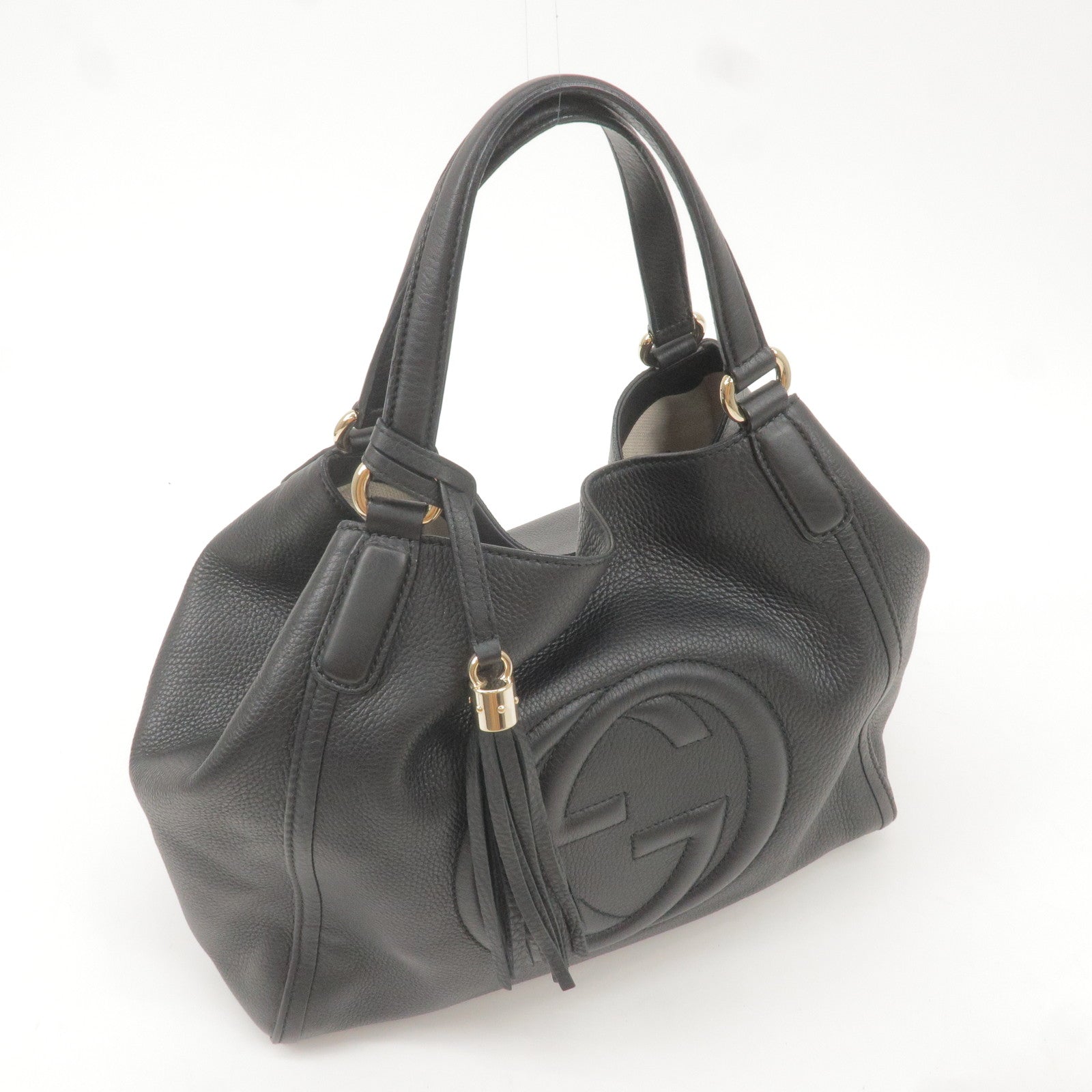 Gucci Soho Black Cellarius GG Logo Leather Chain Bag 