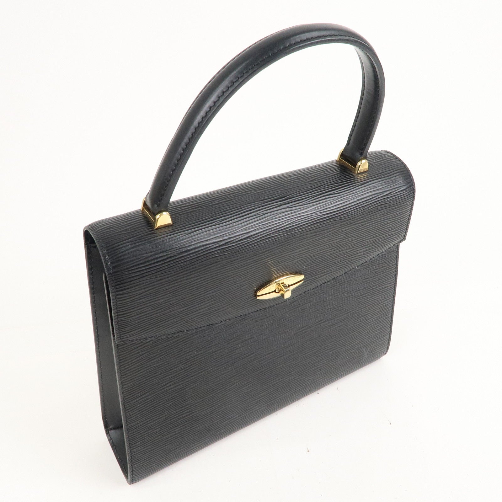 Louis Vuitton Black Epi Malesherbes Kelly Top Handle Bag Gold