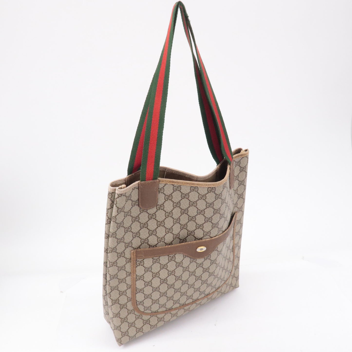 GUCCI Old GUCCI Sherry GG Plus Leather Tote Bag Brown 39・02・003