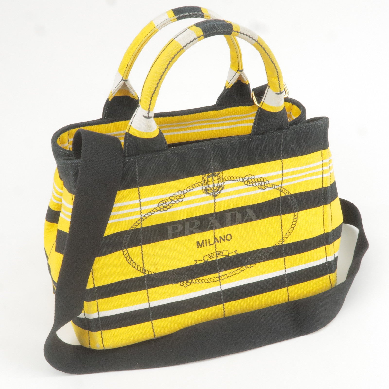 PRADA-Canapa-Mini-Canvas-2Way-Bag-Shoulder-Bag-Yellow-Black-B2439B –  dct-ep_vintage luxury Store