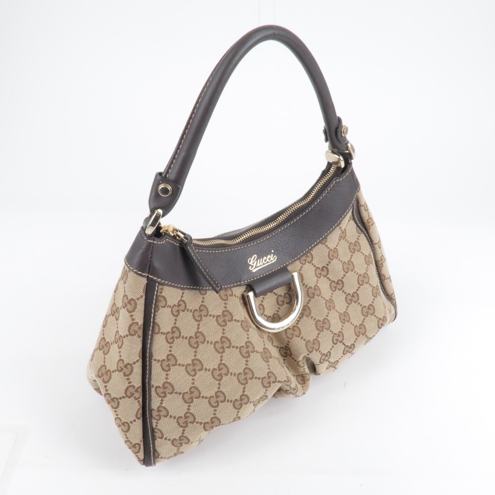 Gucci Beige/Brown GG Canvas Small Abbey D Ring Hobo Gucci