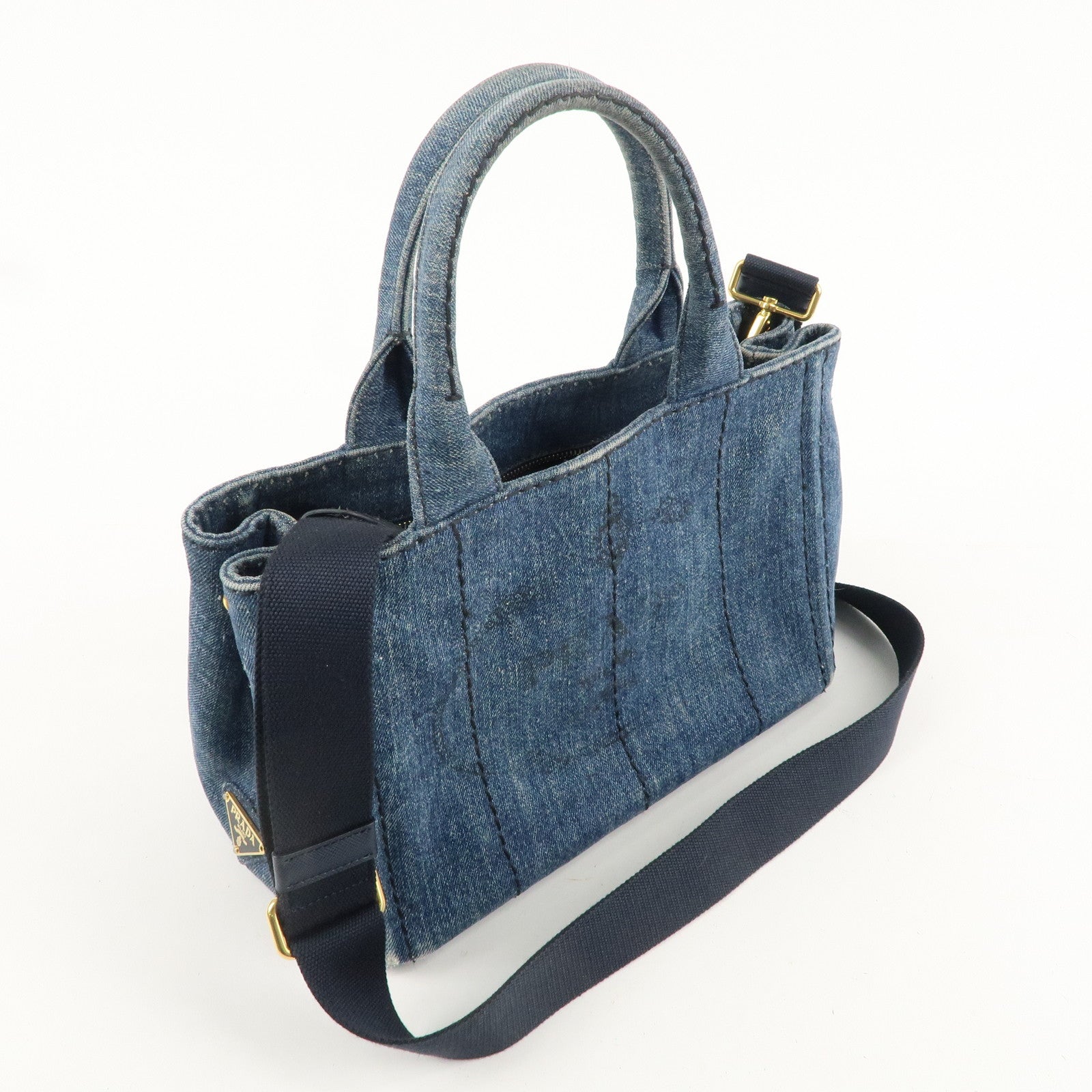 PRADA Denim Canapa Mini Canvas 2Way Bag Hand Bag Blue B2439G