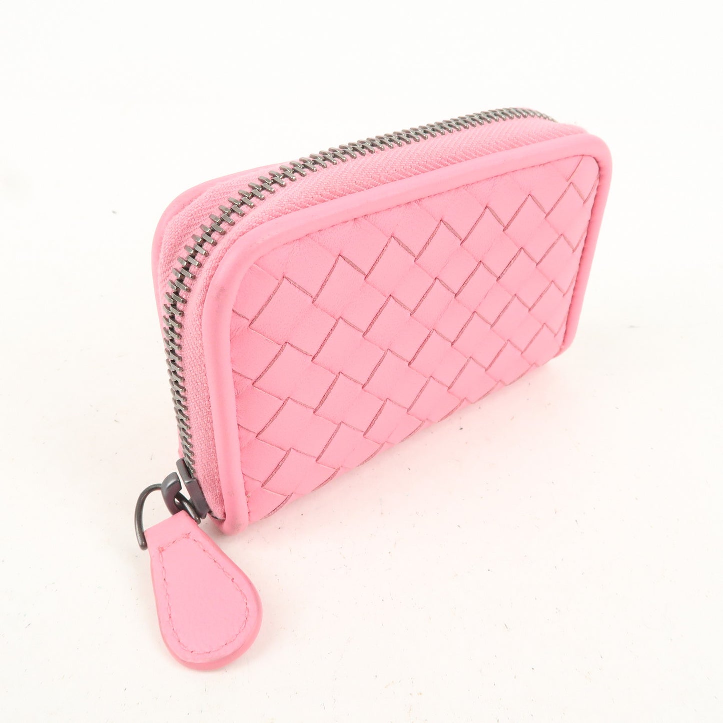 BOTTEGA VENETA Intrecciato Leather Round Zippy Coin Case Pink