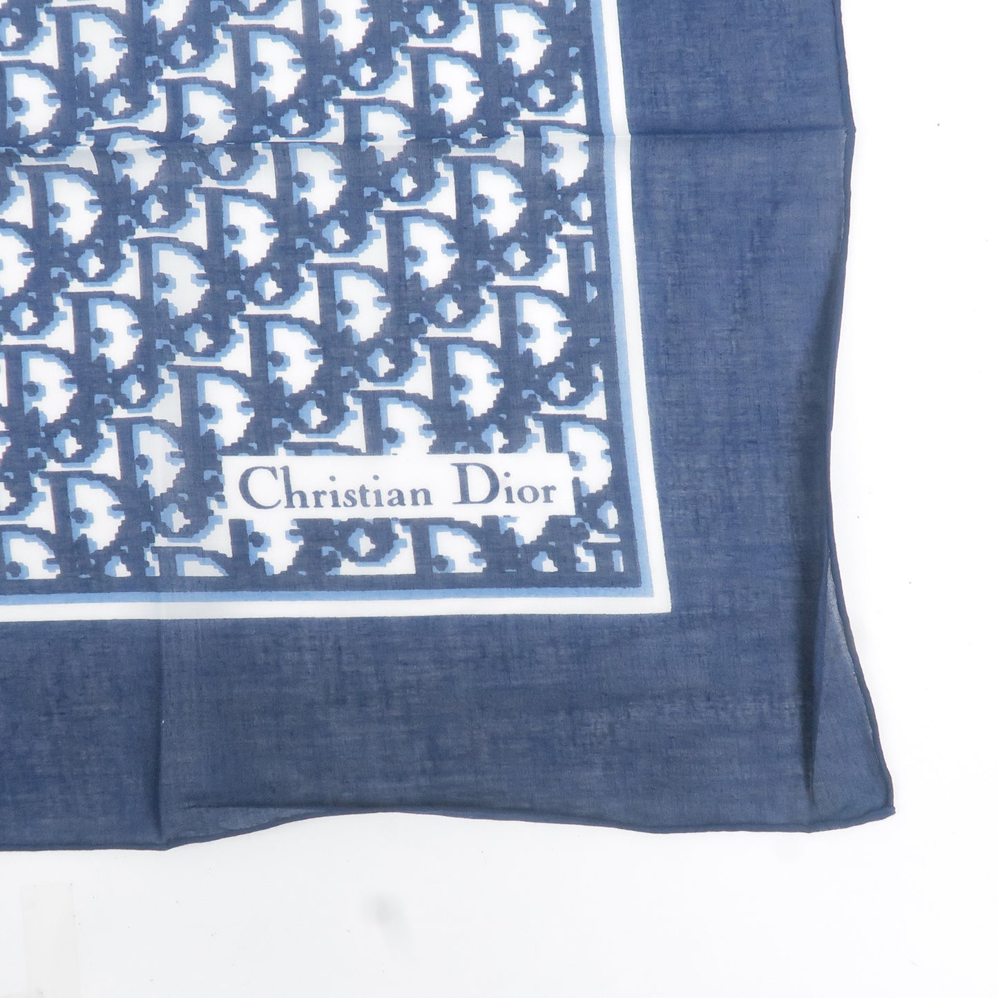 Christian Dior Trotter Print Cotton 100% Scarf Navy