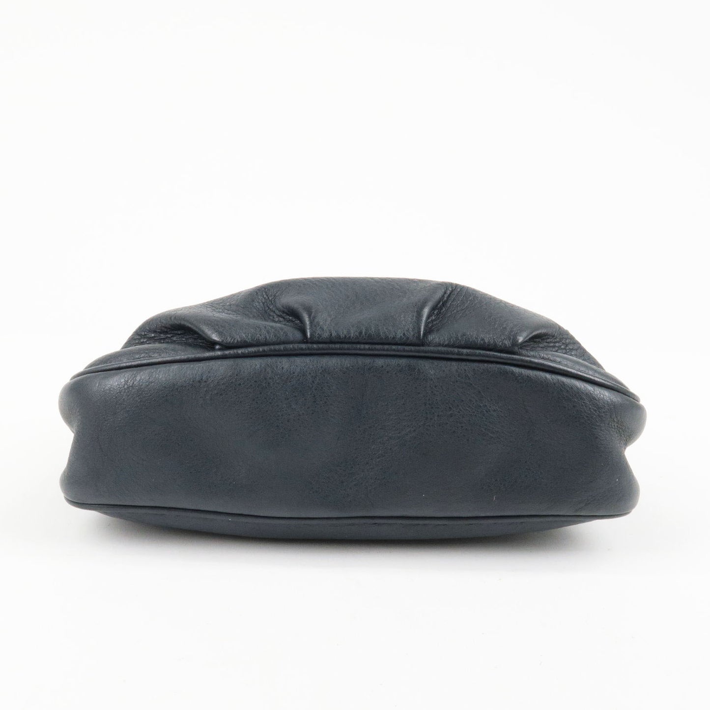 FENDI Leather Chain Shoulder Bag Purse Black 8M0276