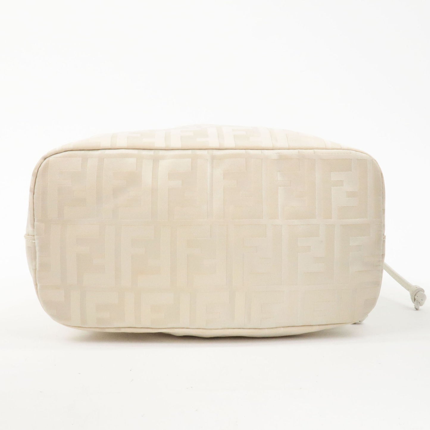 FENDI Zucca Nylon Leather Shoulder Bag White Ivory