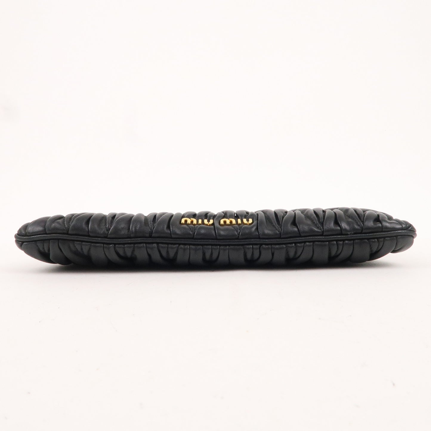 MIU MIU Matelasse Leather Gather Clutch Bag Black