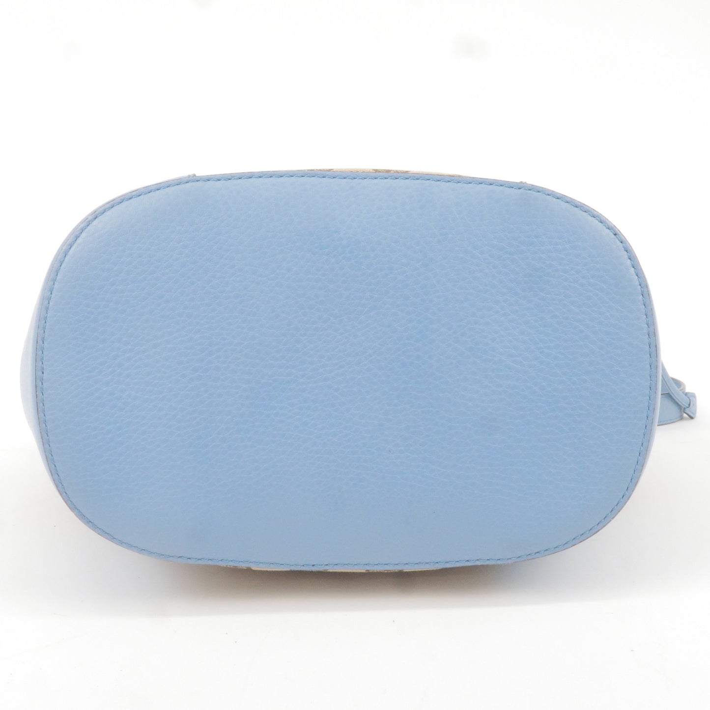 GUCCI GG Canvas Leather Drawstring Shoulder Bag Blue 381597