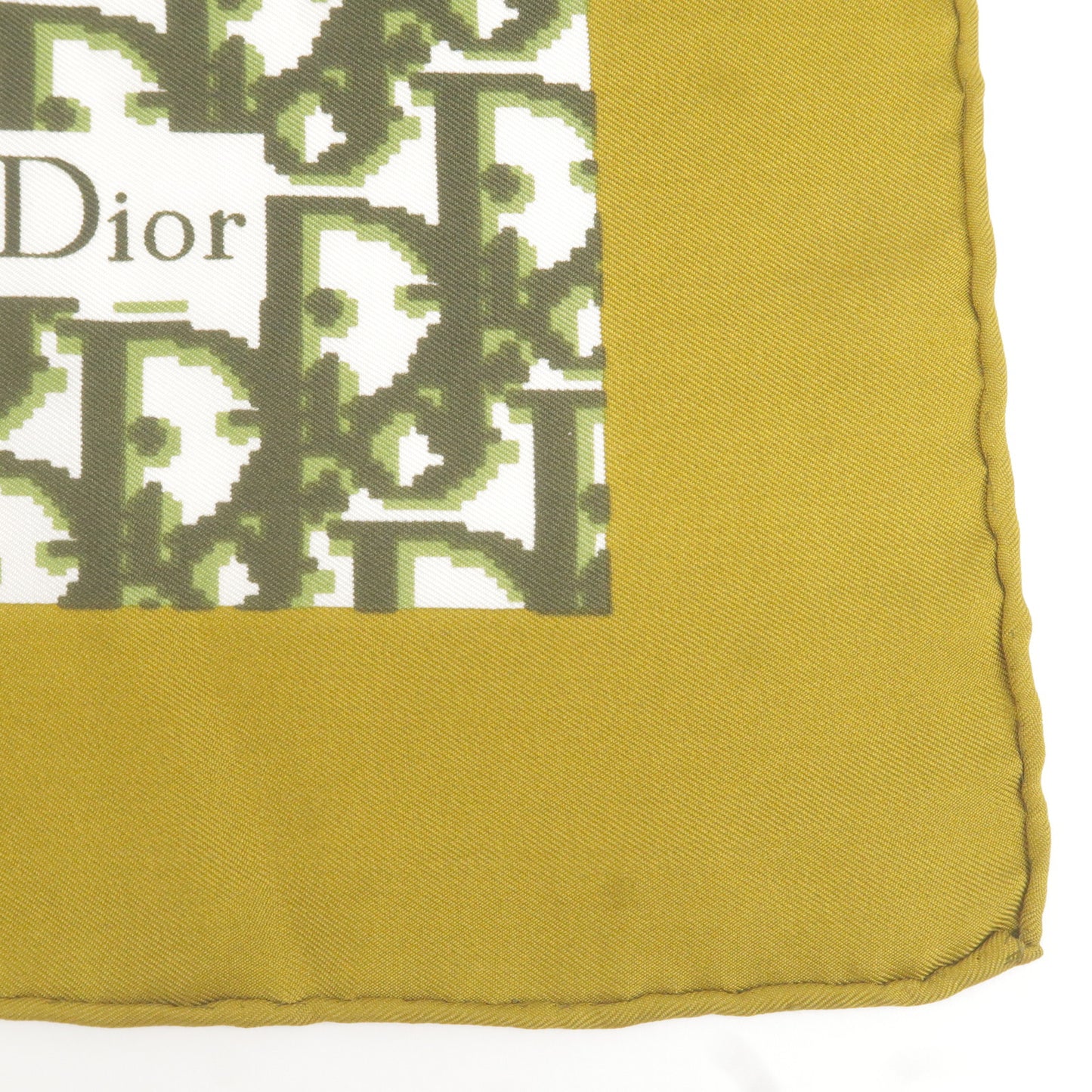 Christian Dior Trotter Logo 100% Silk Scarf Green