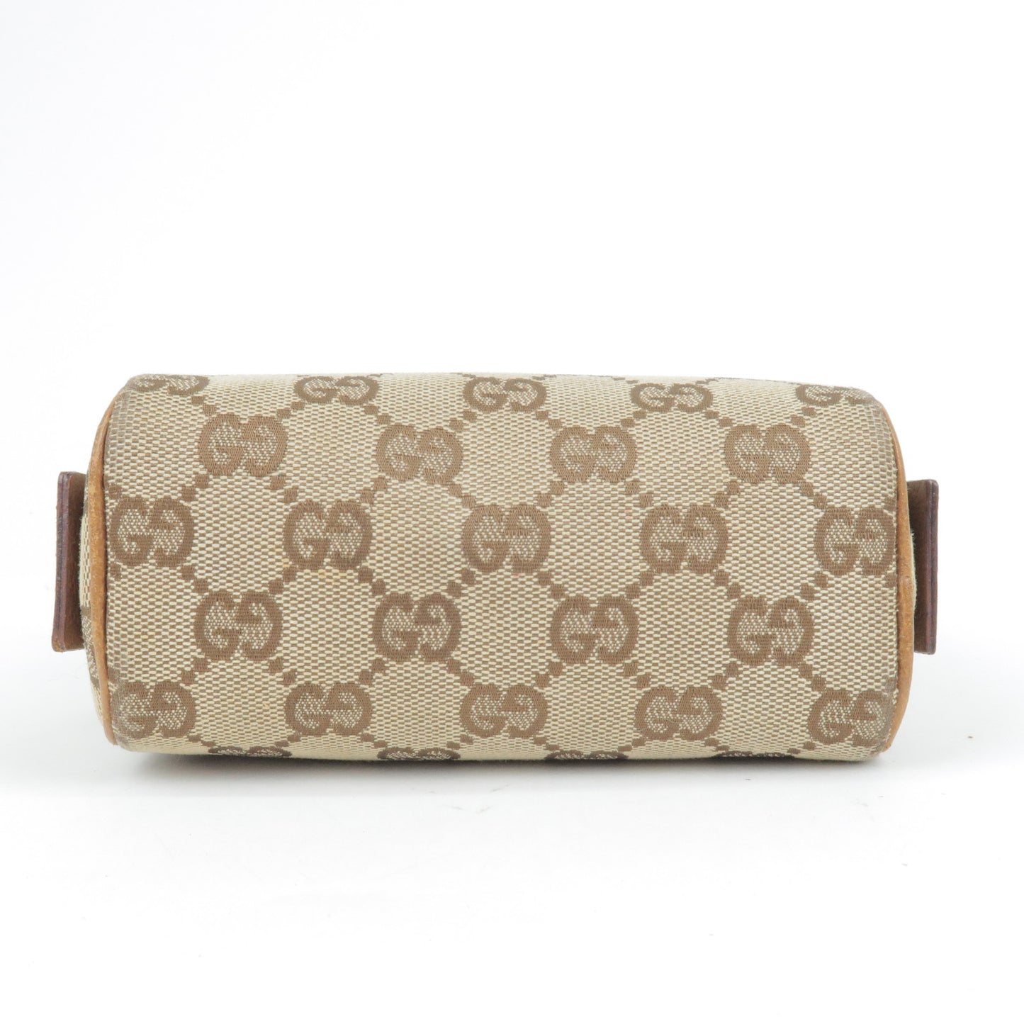 GUCCI GG Canvas Leather Pouch Mini Cosmetic Bag Brown 120978