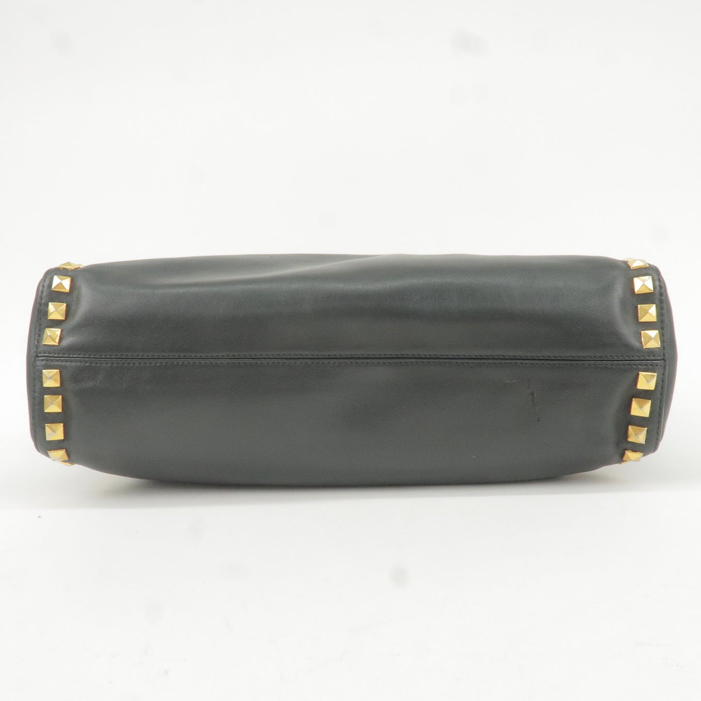 MIU MIU Leather Studs Tote Bag Hand Bag Black RR1906