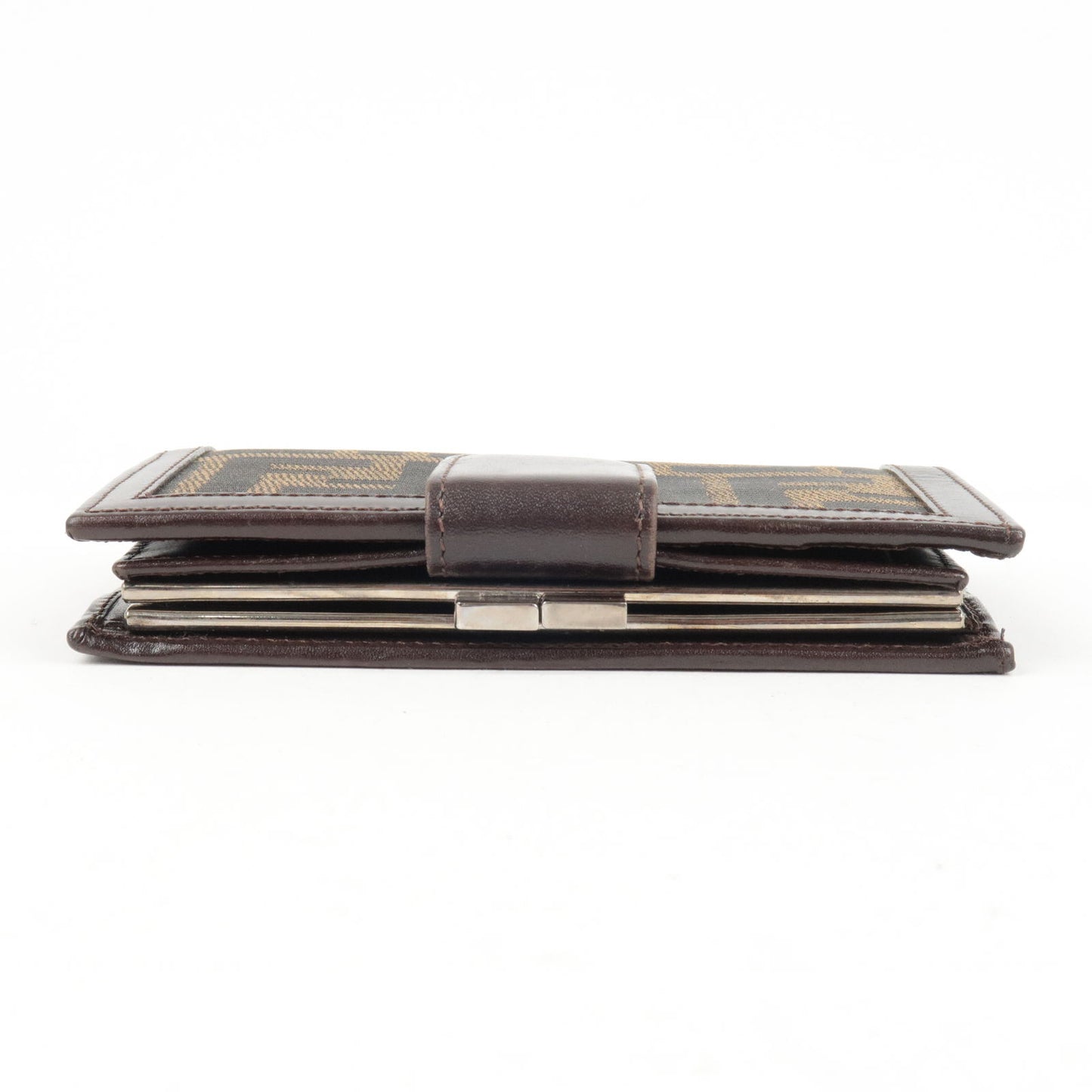 FENDI Zucca Canvas Leather Bi Fold Small Wallet Brown 01692