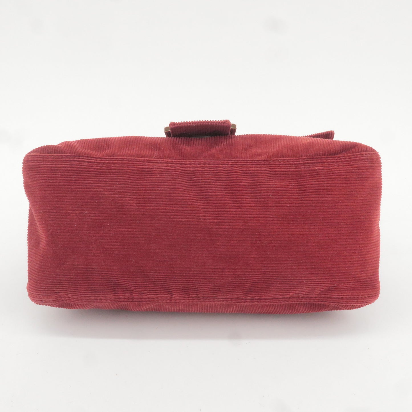 FENDI Corduroy Mamma Baguette Shoulder Bag Red 8BR001