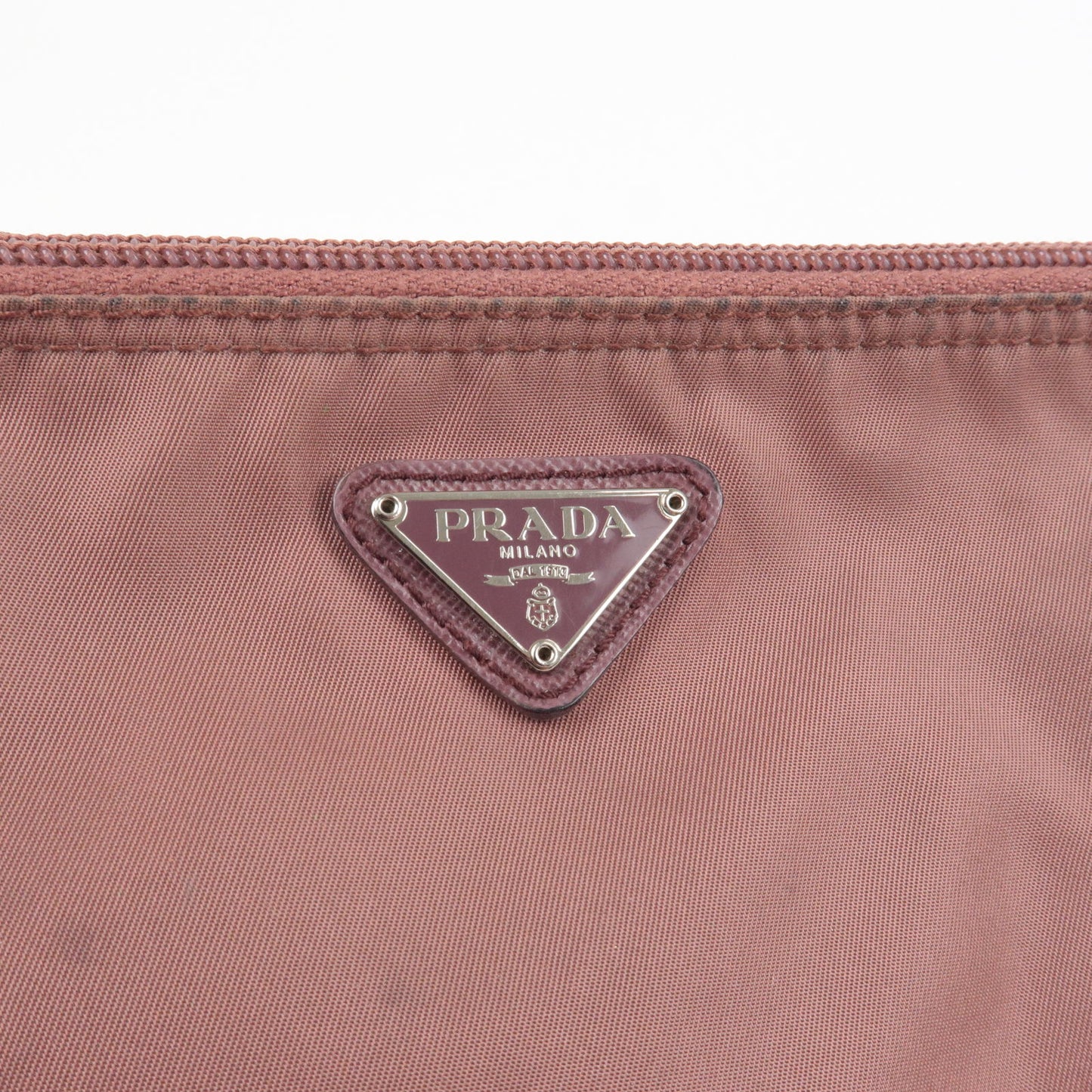 PRADA Set of 2 Logo Nylon Leather Pouch Cosmetic Pouch Pink
