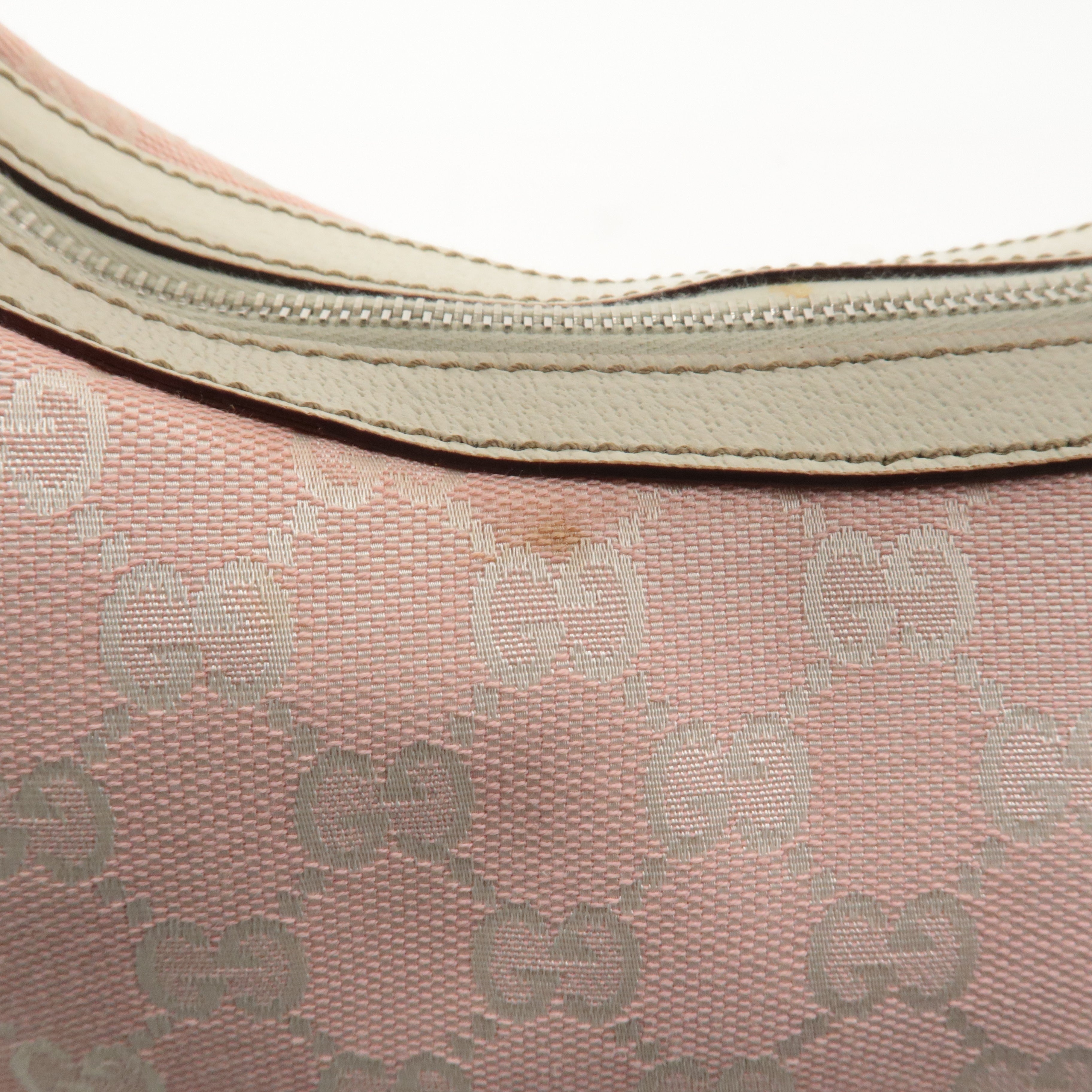 GUCCI Sherry GG Canvas Leather Shoulder Bag Pink Ivory 145757