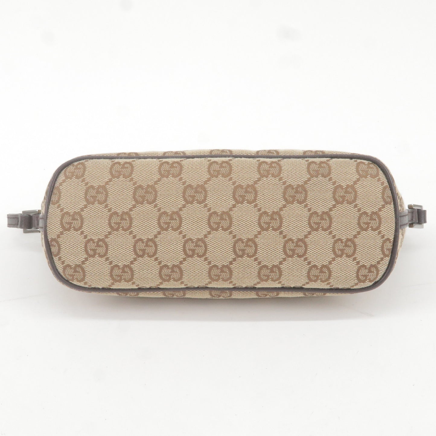 GUCCI GG Canvas Leather Boat Bag Hand Bag Beige Brown 07198