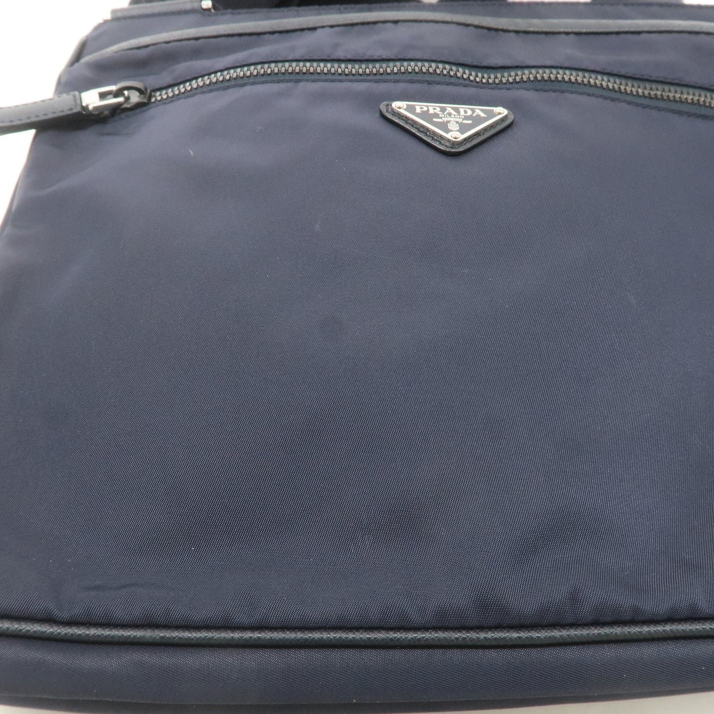 PRADA Logo Nylon Leather Shoulder Bag Crossbody Bag Navy 2VH251