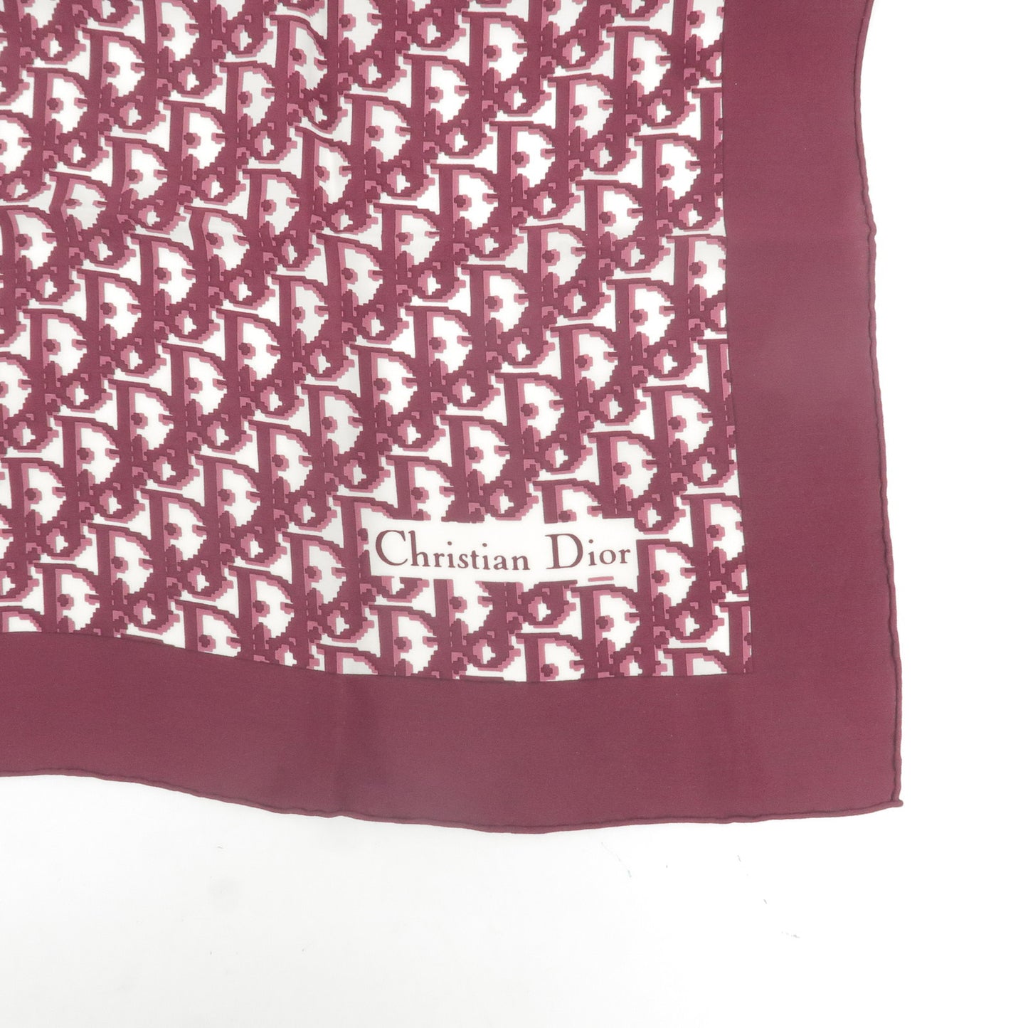 Christian Dior Trotter Logo Silk 100% Scarf Bordeaux