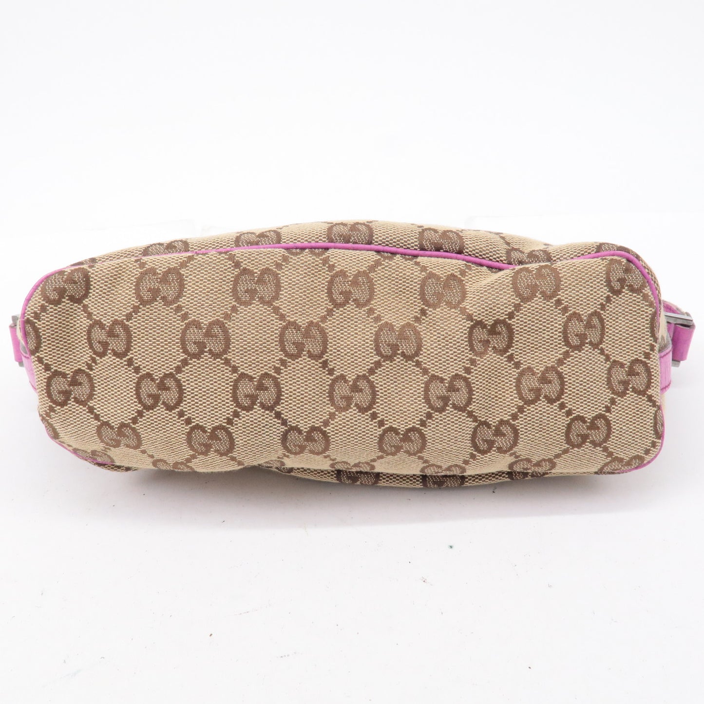 GUCCI Boat Bag GG Canvas Leather Pouch Beige Pink 141809