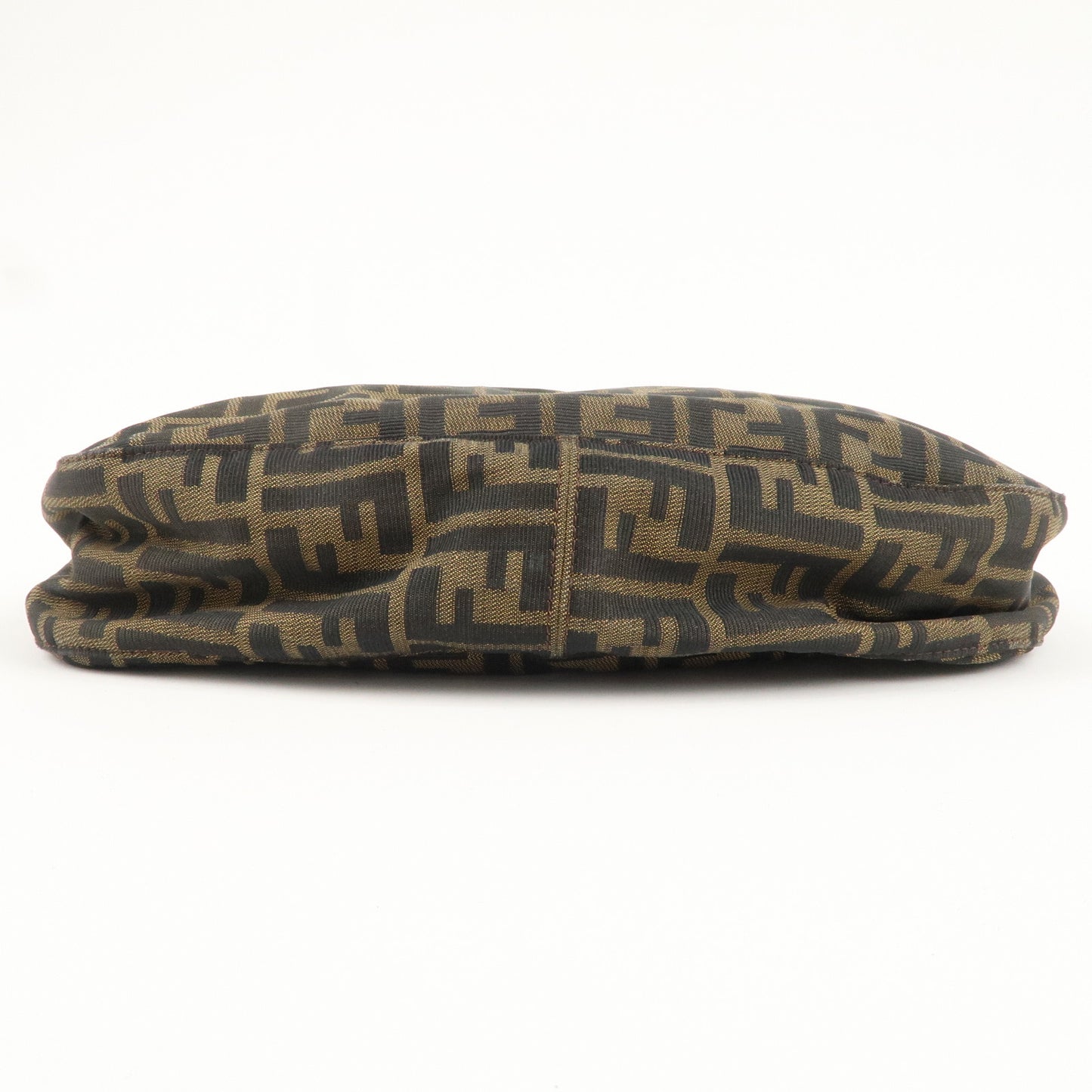 FENDI Zucca Canvas Leather Shoulder Bag Khaki Black Brown 8BR037
