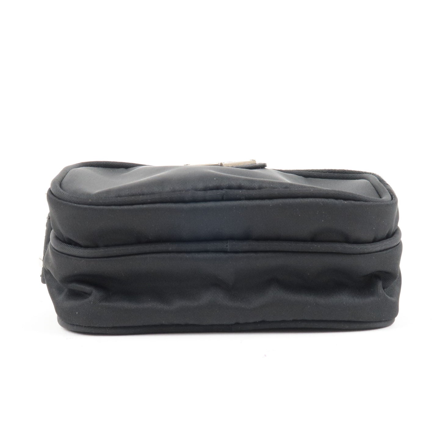 PRADA Logo Nylon Leather Pouch Mini Bag Black 1N1346