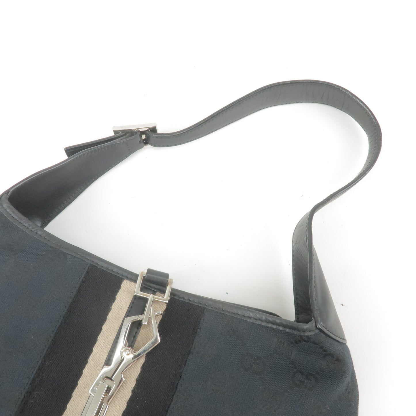 GUCCI Sherry GG Canvas Leather Shoulder Bag Black 001.4057