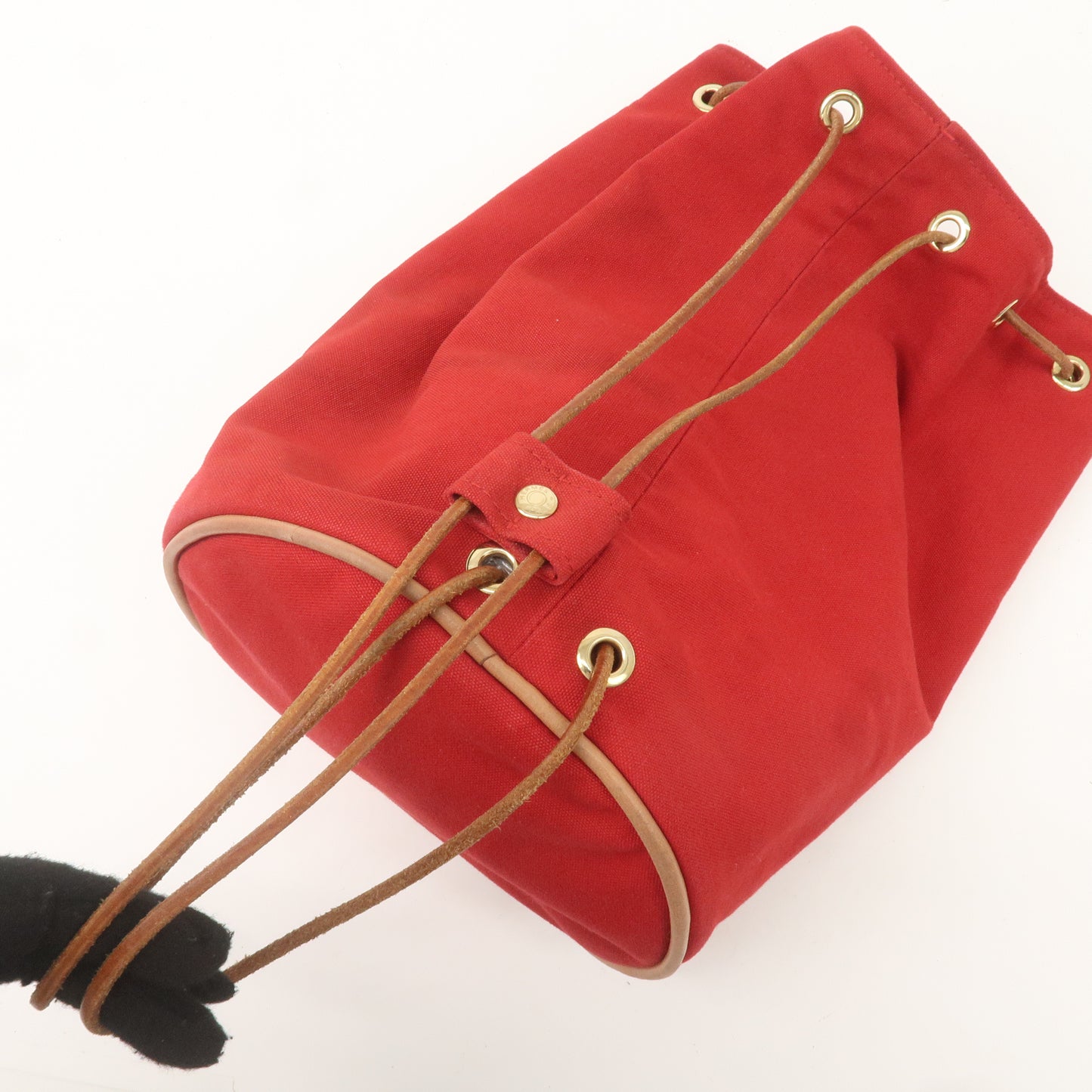 HERMES Canvas Leather Porochon Mimil PM Red