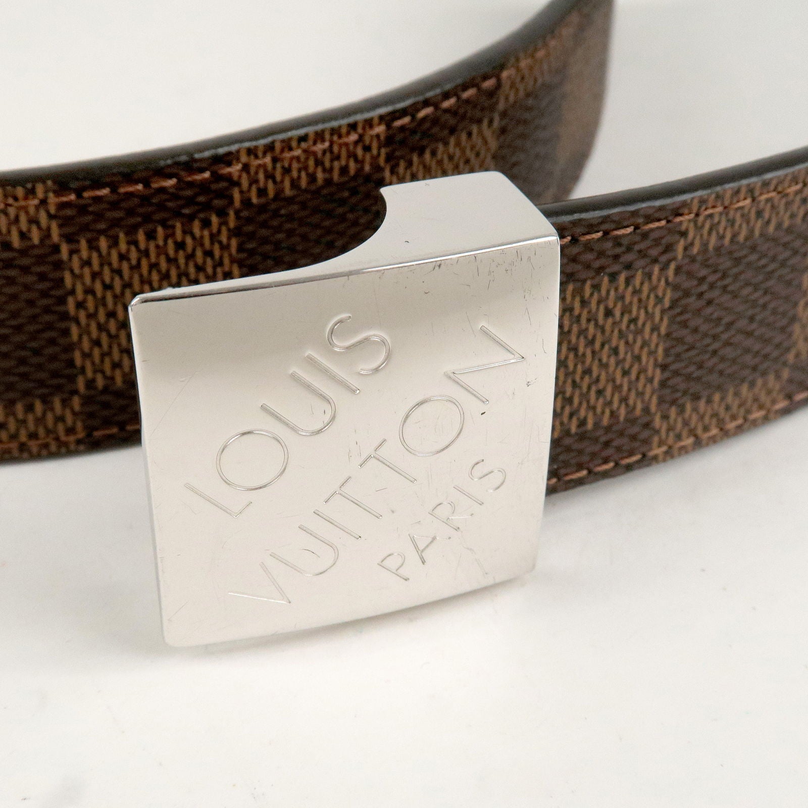 Louis-Vuitton-Damier-Saint-Tulle-Carre-Belt-Brown-75/30-M6803