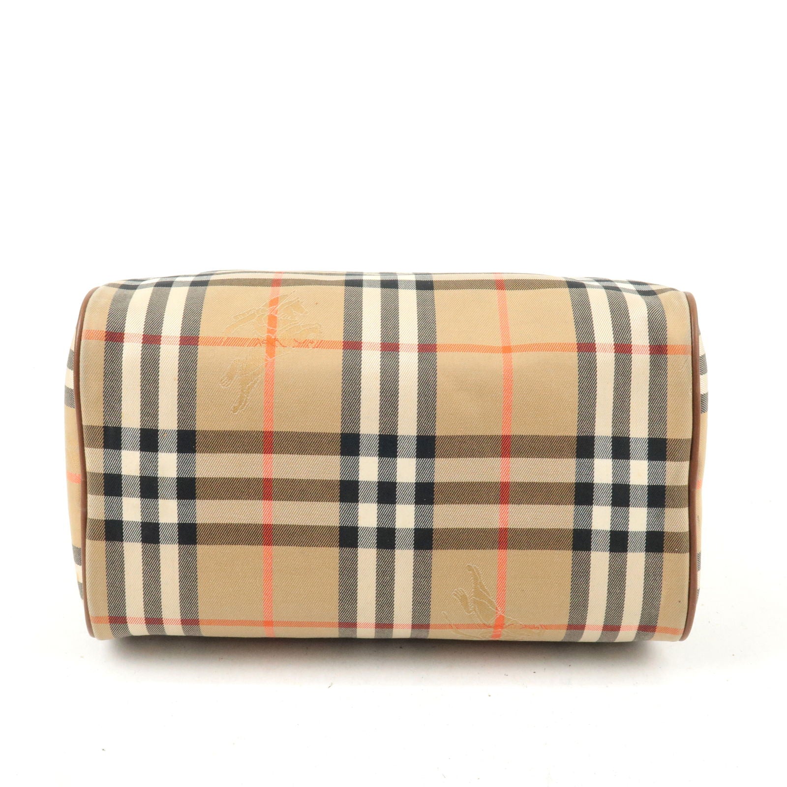 BURBERRY-Nova-Plaid-Canvas-Leather-2Way-Mini-Boston-Bag-BeigeBrown