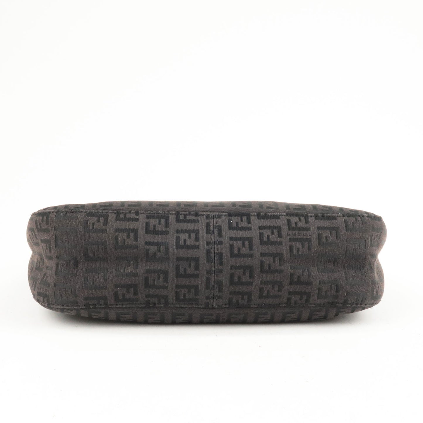 FENDI Zucchino Canvas Leather Shoulder Bag Brown Black 8BR036